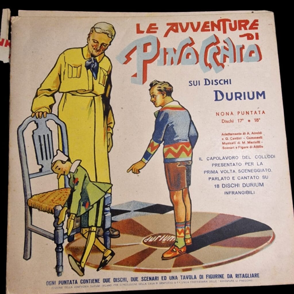 Cofanetto Le avventure di Pinocchio su dischi Durium 1933 da collezione