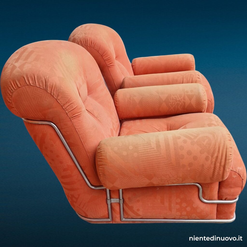 Coppia poltrone vintage italiane anni '70, struttura in acciaio