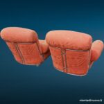 04615_3 Coppia poltrone vintage italiane anni '70, struttura in acciaio