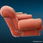 04615_4 Coppia poltrone vintage italiane anni '70, struttura in acciaio