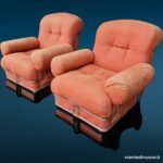 04615_5 Coppia poltrone vintage italiane anni '70, struttura in acciaio