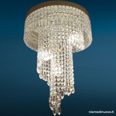 Lampadario a cascata spirale cristalli 3 luci E14