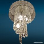 40942_3 Lampadario a cascata spirale cristalli 3 luci E14