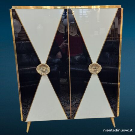 Mobile sideboard vintage in vetro e ottone