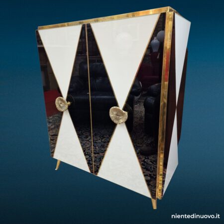 Mobile sideboard vintage in vetro e ottone