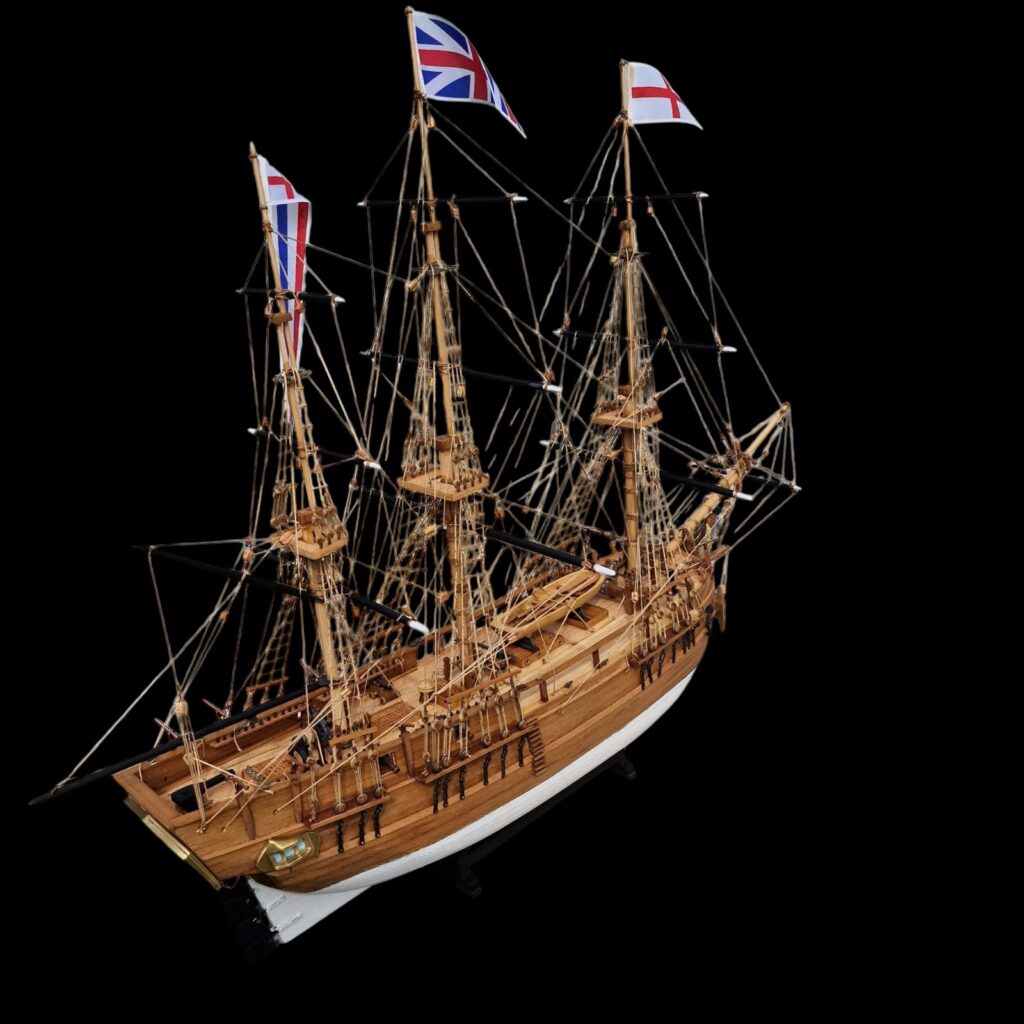 Veliero fatto a mano Bounty in teca di vetro