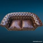 41074_1 Divano Chesterfield due posti in pelle marrone