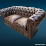 41074_2 Divano Chesterfield due posti in pelle marrone