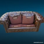 41074_4 Divano Chesterfield due posti in pelle marrone