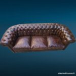 Divano Chesterfield tre posti in pelle marrone