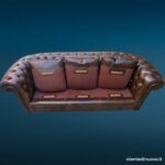 Divano Chesterfield tre posti in pelle marrone