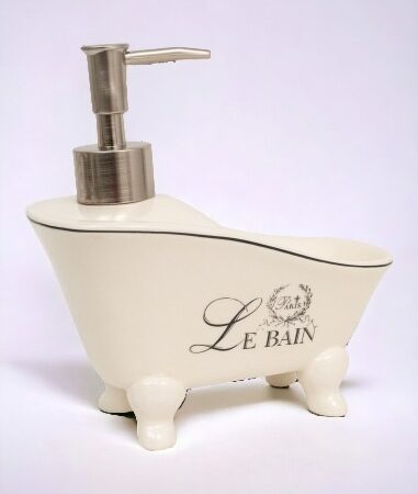 Dispenser portasapone in ceramica a forma di vasca da bagno vintage decorato Le Bain Paris