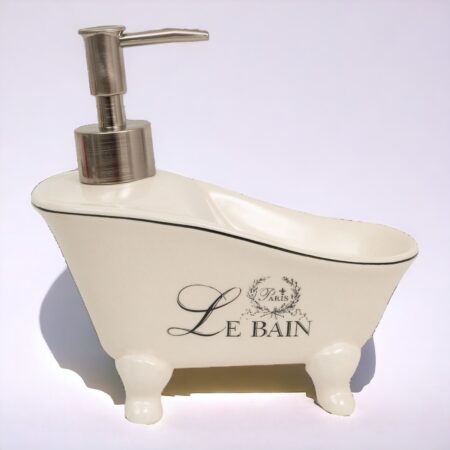 Dispenser portasapone in ceramica a forma di vasca da bagno vintage decorato Le Bain Paris