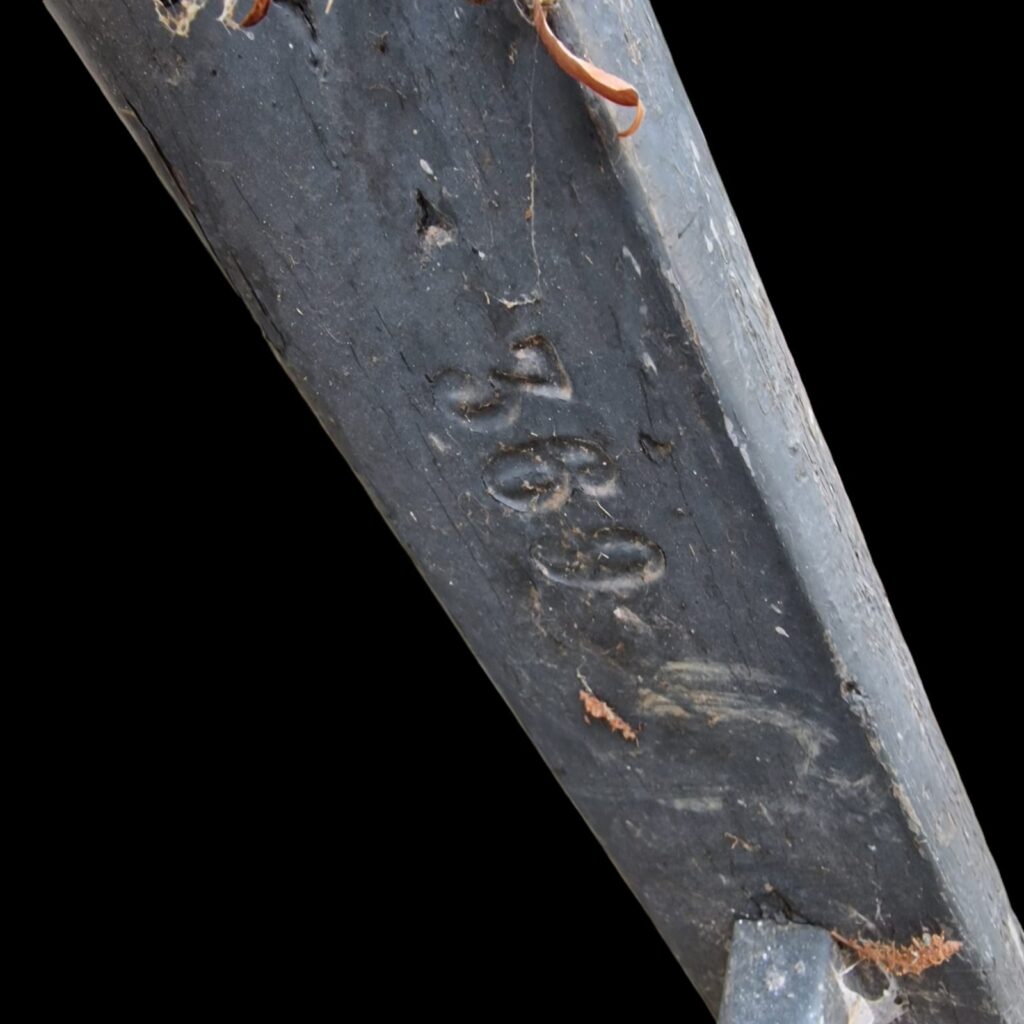 Vecchia scala industriale in legno con etichetta Brambilla Lorenzo