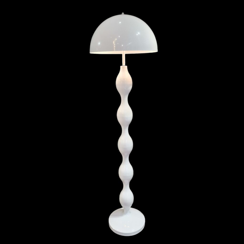 Lampada da terra design bianca in metallo verniciato con due luci orientabili