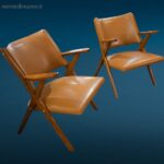 coppia poltroncine Dal Vera anni 60 design scandinavo legno massello