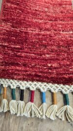 Tappeto nuovo Super Kazak in lana pregiata, annodato a mano con frange colorate