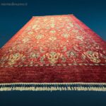 Tappeto nuovo Super Kazak in lana pregiata, annodato a mano con frange colorate