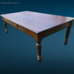 Grande tavolo antico in noce massello 800 con cassetto e gambe tornite