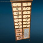 Mobile legno 17 cassetti 1 anta stile vintage industriale in metallo