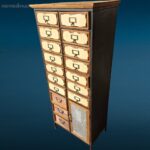 Mobile legno 17 cassetti 1 anta stile vintage industriale in metallo