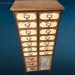 Mobile legno 17 cassetti 1 anta stile vintage industriale in metallo
