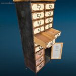 Mobile legno 17 cassetti 1 anta stile vintage industriale in metallo