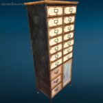 Mobile legno 17 cassetti 1 anta stile vintage industriale in metallo