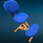 Sgabello ergonomico da ufficio blu con schienale reclinabile in stile svedese