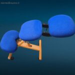 Sgabello ergonomico da ufficio blu con schienale reclinabile in stile svedese