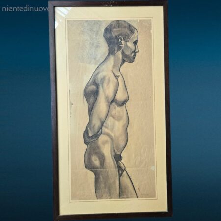 Bozzetto a carboncino di nudo maschile firmato Salodini incorniciato