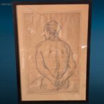 Bozzetto a carboncino di nudo maschile firmato Salodini incorniciato