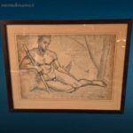 Bozzetto a carboncino di nudo maschile firmato Salodini incorniciato