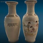 Vaso in ceramica giapponese decorato, disponibile in due esemplari