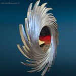 Specchio in legno a spirale con cornice argentata decorativa