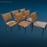 Set da 6 sedie in ferro battuto e midollino intrecciato