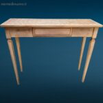 Consolle in legno laccata con piano a scacchiera e gambe a spillo