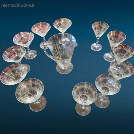 servizio di bicchieri cristallo 13 pezzi con brocca in perfette condizioni