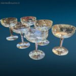 servizio 6 calici da cocktail in cristallo lavorato vintage in perfette condizioni