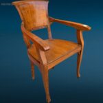 poltroncina in legno con braccioli vintage in buone condizioni