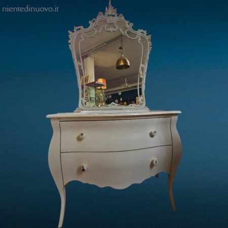 mobile da bagno con specchio provenzale in legno decapato