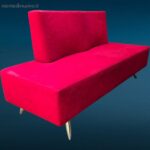 netto sala d’attesa anni ’70 in velluto rosso con piedini in acciaio
