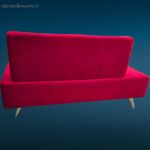 netto sala d’attesa anni ’70 in velluto rosso con piedini in acciaio