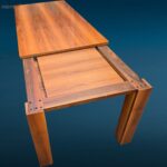 Tavolo allungabile design anni 80 in legno con prolunga integrata