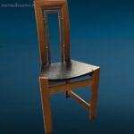 Set da 6 sedie di design anni 80 in legno con seduta in similpelle nera