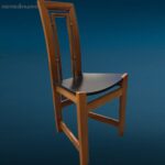 Set da 6 sedie di design anni 80 in legno con seduta in similpelle nera