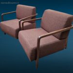 coppia di poltrone vintage Calligaris in legno e tessuto anni '80