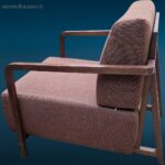 coppia di poltrone vintage Calligaris in legno e tessuto anni '80
