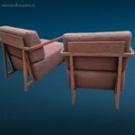 coppia di poltrone vintage Calligaris in legno e tessuto anni '80