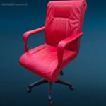 Poltrona Frau dirigenziale in pelle rossa con base a rotelle non originale
